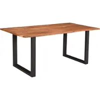 Casa Massiva Esszimmertisch 130 x 75 cm Insa, echte Baumkante, Akazienholz naturfarben, massiver Baumkantentisch mit U-Gestell Mattschwarz