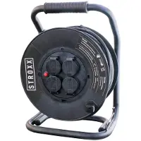 STROXX Kabeltrommel 40 m – Neopren, IP44, 4 Steckdosen, 3000 W, Überhitzungsschutz, Outdoor geeignet