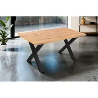 Casa Massiva Esstisch Josy | 160 x 85 cm | Holz Wildeiche-Optik | X-Gestell Metall schwarz | 40 mm Tischplatte mit Baumkante | Tisch für Esszimmer & Küche