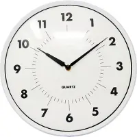 B&S Wanduhr Analog Quartz Ø 34 cm Große Zahlen Kunsstoff Weiß Rund