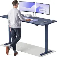 Desktronic HomePro Elektrisch höhenverstellbarer Schreibtisch 200x80cm Blau/Blau mit Memory-Funktion, Anti-Kollisions Technologie, USB-A und USB-C-Ladeanschlüssen
