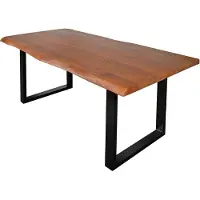 Casa Massiva Baumkantentisch Cali 280 x 100 cm, Akazienholz massiv nussbaumfarben, 50 mm Tischplatte, Esstisch mit U-Metallgestell Schwarz, Industrial-Design