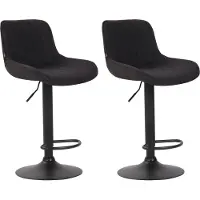 DELUKE 2er Set Barhocker BEKIM - Stoff Schwarz 50x50x86 cm Schwarz | Barstuhl Höhenverstellbar Mit Lehne Drehbar Tresenhocker Tresenstuhl Kneipenhocker