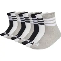 Adidas Unisex Quartersocken, 9er Pack - 3-Stripes Cushioned Sportswear Mid-Cut Socks, Logo, Streifen, gepolstert