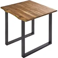 Casa Massiva Esstisch Esra 80 x 80 cm, Akazienholz massiv, cognacfarben, Baumkantentisch mit Metallgestell in schwarz, Esszimmertisch mit Baumkantenplatte 26 mm, echte Baumkante