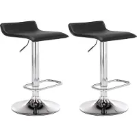 DELUKE 2er Set Barhocker DERID - Kunstleder Schwarz 38x41x65 cm Silber | Barstuhl Höhenverstellbar Mit Lehne Drehbar Tresenhocker Tresenstuhl Kneipenhocker
