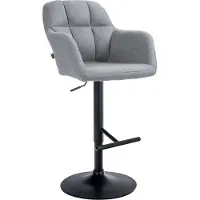 DELUKE Barhocker TUBEL - Stoff Grau 57x59x97 cm Schwarz | Barstuhl Höhenverstellbar Mit Lehne Drehbar Tresenhocker Tresenstuhl Kneipenhocker Kneipenstuhl