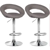 DELUKE 2er Set Barhocker MEKIM - Stoff Grau 52x47x77 cm Silber | Barstuhl Höhenverstellbar Mit Lehne Drehbar Tresenhocker Tresenstuhl Kneipenhocker