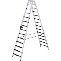 Proregal Stufen-Stehleiter beidseitig begehbar mit clip-step 2x14 Stufen