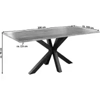 Casa Massiva Baumkantentisch 200 x 100 cm Spyro, Akazienholz naturfarben & massiv, Esszimmertisch mit mattschwarzem Spider-Metallgestell, Platte 26 mm