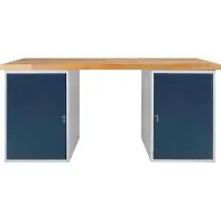 Proregal Werkbank Rhino Plus mit 2 Stahlblechkästen | HxBxT 84x150x70cm | Traglast 500kg | Lichtgrau/Anthrazitgrau