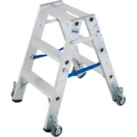 Krause Alu-Stufendoppelleiter mit Rollen, 6 Stufen