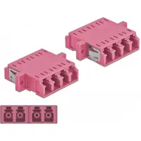 DeLOCK LWL Kupplung LC Quad Buchse zu LC Quad Buchse Multimode 2 Stück violett, LC, Weiblich/Weiblich, OM3, Violett, Multi-Modus, Keramik