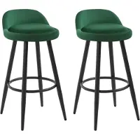 Woltu Barhocker 2er Set Barstuhl Hocker Tresenhocker Bistrohocker Designer Hocker mit Lehne und Fußstütze aus Samt Metall, Dunkelgrün