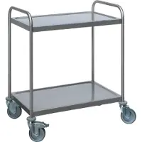 Saro Servierwagen SWK2, Edelstahl, 2 Ablagen, 700x475x970 mm (LBH), 120 kg Tragkraft, mit Schalldämmung