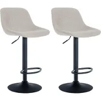 DELUKE 2er Set Barhocker HODOR - Stoff Creme 43x49x79 cm | Barstuhl Höhenverstellbar Mit Lehne Drehbar Tresenhocker Tresenstuhl Kneipenhocker Kneipenstuhl