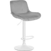 DELUKE Barhocker PONOR - Samt Grau 50x50x85 cm Weiß | Barstuhl Höhenverstellbar Mit Lehne Drehbar Tresenhocker Tresenstuhl Kneipenhocker Kneipenstuhl