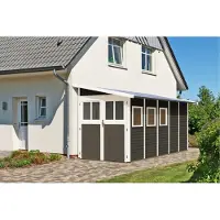 Karibu Gartenhaus Gerätehaus Wandlitz 5 terragrau 181x442x230 cm