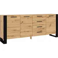 Homlando Kommode Nuka K 197 cm Sideboard Highboard Schrank Artisan Eiche / Schwarz