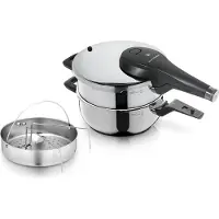 WMF Perfect Premium One Pot Schnellkochtopf-Set mit Dampfgareinsatz, 22 cm, 4,5 und 3,0 Liter, stapelbar 1511007363 4000530705334
