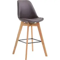 DELUKE Barhocker GIKAR - Kunstleder Braun 48x56x112 cm | Barstuhl Mit Lehne Tresenhocker Tresenstuhl Kneipenhocker Kneipenstuhl