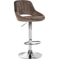 DELUKE Barhocker SEGAD - Samt Braun 47x48x85 cm Silber | Barstuhl Mit Lehne Tresenhocker Tresenstuhl Kneipenhocker Kneipenstuhl
