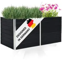 DELUKE Hochbeet für Garten OSKAR Anthrazit | 160x80x45cm | Verzinkter Stahl | Wetterfest | Gartenbeet Kräuterbeet Blumenbeet Beet hoch Frühbeet für Garten Gemüsebeet