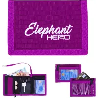 Elephant Geldbörse Kinder Portemonnaie Hero Signature Wallet mit Schlüsselkette und Karabiner Börse Mädchen Schüler Schule Schülerbörse 12998 Wild Berry (Violatt Lila)