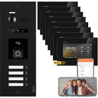 Balter EVO HD Schwarz RFID/Fingerprint 4x7" WiFi + 4x7" Schwarz Video Türsprechanlage Set 4 FAM