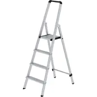 Proregal ML Stufen-Stehleiter einseitig begehbar Aluminium eloxiert 4 Stufen