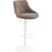 DELUKE Barhocker FALON - Stoff Taupe 46x49x83 cm Weiß | Barstuhl Mit Lehne Drehbar Tresenhocker Tresenstuhl Kneipenhocker Kneipenstuhl