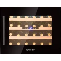 Klarstein Weinkühlschrank, 1 Zonen Getränkekühlschrank, Kleiner Einbau-Weinschrank Schmal, 57L Wein-Kühlschrank mit Glastür, Indoor/Outdoor Flaschenkühlschrank, Wine Fridge 5-22°C, 24 Flaschen