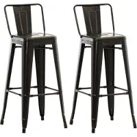 TPFLiving 2er Set Barhocker Massimo Metall Schwarz-Gold