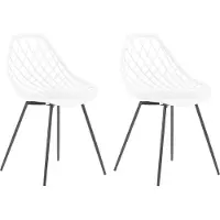Beliani Esszimmerstuhl 2er Set Weiß Kunststoff/Metall Modern Minimalismus Wohnzimmer Esszimmer Salon