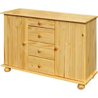 SIT Möbel Kommode mit 4 Schubladen, 2 Türen | Kiefer-Holz massiv | natur | B 119 x T 38 x H 81 cm | 19000-65 | Serie KOMMODE