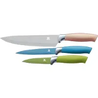 King 3tlg. Messerset METALLIC DESIGN mit Edelstahl beschichtete Klingen / Größen: Kochmesser 20cm, Universalmesser 12.5cm, Gemüsemesser 8.5cm