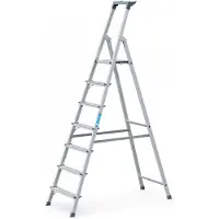 Zarges Stufenstehleiter Aluminium 7Stufen 1 seitig Plattform-H.1470mm 5,7kg eloxiert Holme - 44157