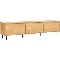 Beliani Modernes, minimalistisches TV-Möbel, Schrank aus Metall mit 3 Fächern aus hellem Holz