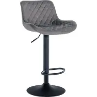 DELUKE Barhocker POVAN - Samt Dunkelgrau 48x54x81 cm | Barstuhl Mit Lehne Tresenhocker Tresenstuhl Kneipenhocker Kneipenstuhl