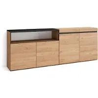 Skraut Home Sideboard, Highboard, 200x35x75cm, 4 Türen, Wohnzimmer, Küche, Eiche farbe