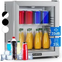 Klarstein Brooklyn 23 Mini-Kühlschrank Glastür LED Ablage Silber