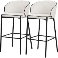 ML-Design Barhocker 2er Set Beige Stoffbezug 76 cm hoch Gepolsterte Barstühle mit Metallgestell Rückenlehne & Fußstütze Küchenstühle Bistrohocker