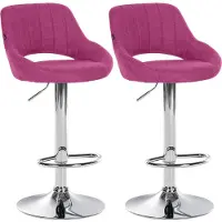 DELUKE 2er Set Barhocker SEGAD - Stoff Lila 47x48x85 cm Silber | Barstuhl Mit Lehne Tresenhocker Tresenstuhl Kneipenhocker Kneipenstuhl
