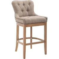 DELUKE Barhocker KAGAD - Stoff Taupe 55x57x109 cm Braun | Barstuhl Mit Lehne Tresenhocker Tresenstuhl Kneipenhocker Kneipenstuhl