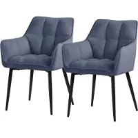ML-Design 2x Esszimmerstuhl aus Frotteestoff, Blau, mit dickem gepolsterter Sitz