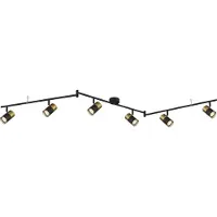 Globo Lighting Strahler Metall schwarz matt, Aluminium kupferfarben matt, Aluminium schwarz matt, Kunststoff rauchfarben, Dreh-/Schwenkbar, LxBxH: 1800x80x185mm, exkl. 6x GU10 25W 230V