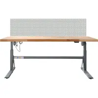 Proregal Höhenverstellbare Werkbank Giant Rhino mit Lochplatte | HxBxT 70-117x200x75cm | Traglast 300kg | Staubgrau/Lichtgrau