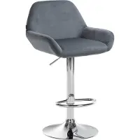 CLP Barhocker Braga Samtbezug mit Metallgestell, höhenverstellbar und drehbar | Farbe dunkelgrau Gestell Farbe chrom