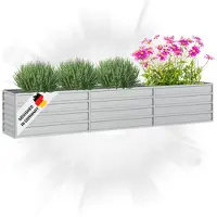 DELUKE Hochbeet für Garten OSKAR Silber | 240x40x45cm | Verzinkter Stahl | Wetterfest | Gartenbeet Kräuterbeet Blumenbeet Beet hoch Frühbeet für Garten Gemüsebeet