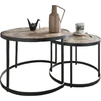Die Faktorei Faktorei Happy I Couchtisch 2er Set Vintage Grau/Metall Schwarz